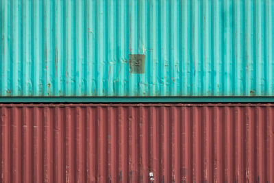 Full frame shot of metallic containers