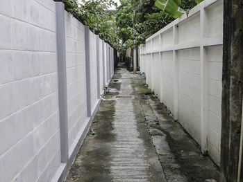 Empty alley amidst buildings in city