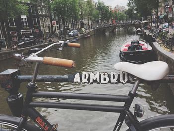 Close-up of canal in city