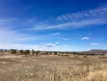 Scenic view of farm against sky