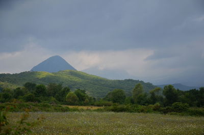 Scenic view of mountains against sky