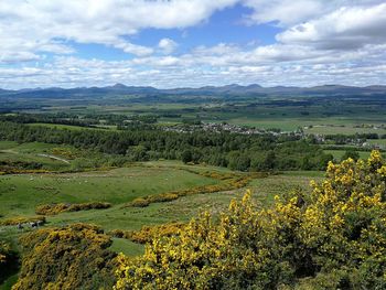 Scenic view of scottish valley against sky