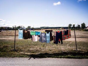 Clothes drying on clothesline