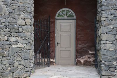 Closed door of old building