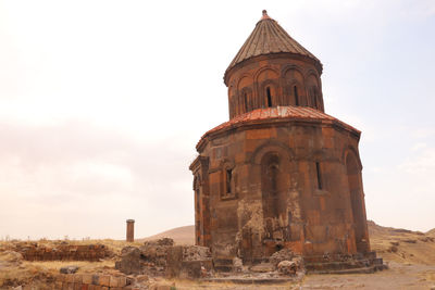 Low angle view of old building against sky