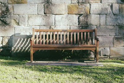 Empty bench in old building