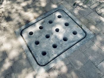 High angle view of hole on floor