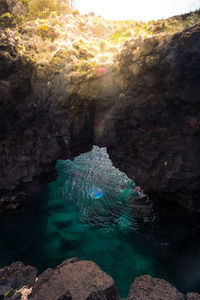 Rock formation in sea