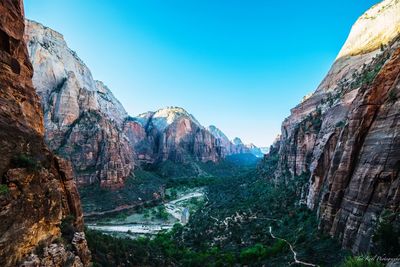 Scenic view of mountains against clear sky