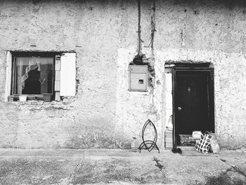 Closed door of old building