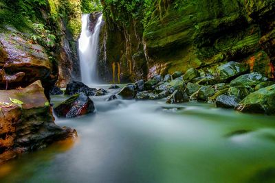 Scenic view of waterfall