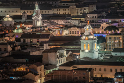 Aerial view of city at night