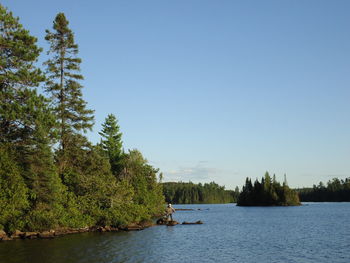 Scenic view of lake against clear sky