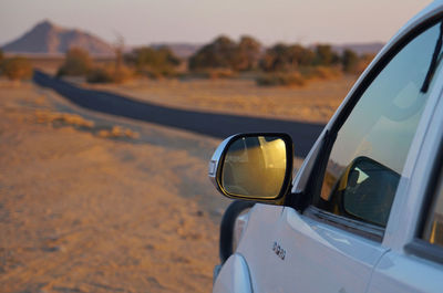 Close-up of side-view mirror