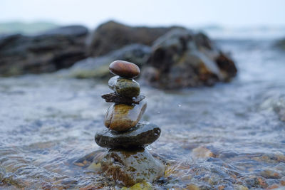 Close-up of pebbles on beach
