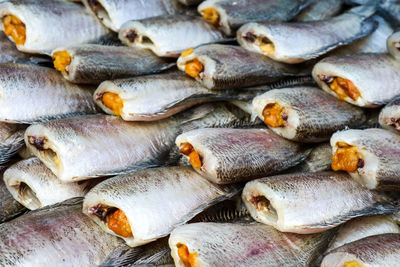 Full frame shot of fish for sale in market