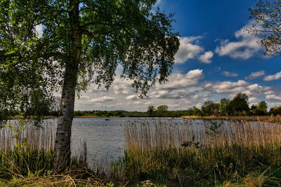 Scenic view of lake against sky