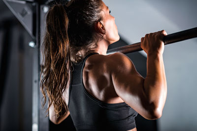 Athlete exercising in gym