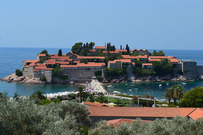 High angle view of fort at seaside