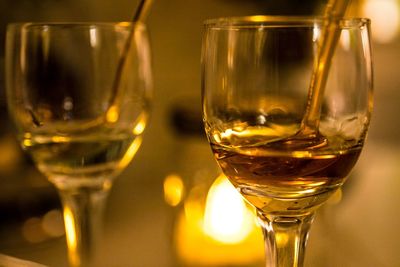 Close-up of wine glass on table