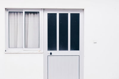 Close-up of window on door