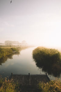 Scenic view of lake against clear sky