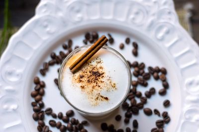 High angle view of coffee cup