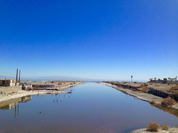 Salton sea lake against clear sky