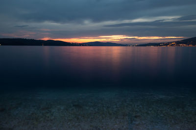 Scenic view of sea against sky at sunset