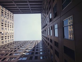 Low angle view of buildings against clear sky