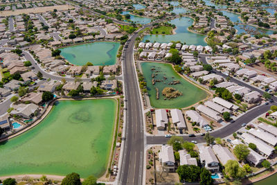 High angle view of city