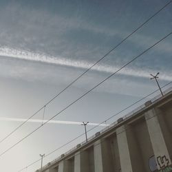 Low angle view of power lines against sky