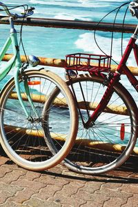 Close-up of bicycle against sky