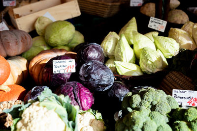 Close-up of vegetables for sale in market