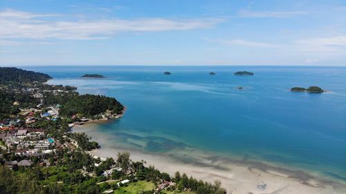 High angle view of sea against sky