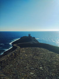Scenic view of sea against clear sky