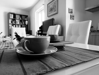 Coffee cup on table