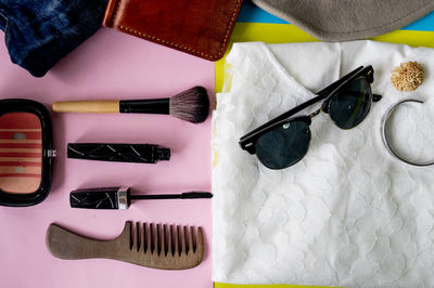 High angle view of sunglasses on table