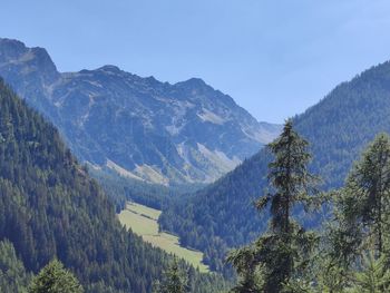 Scenic view of mountains against clear sky