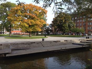 View of canal along buildings