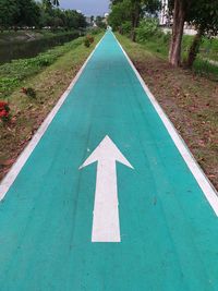 Road sign on footpath