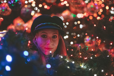 Portrait of illuminated christmas tree