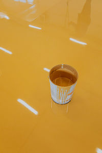 High angle view of coffee on table