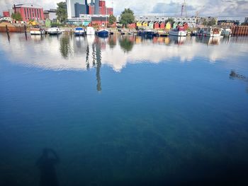 Reflection of buildings in lake