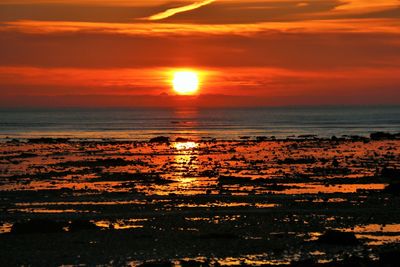 Scenic view of sea at sunset