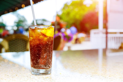 Close-up of drink on table