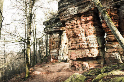 Low angle view of rock formation