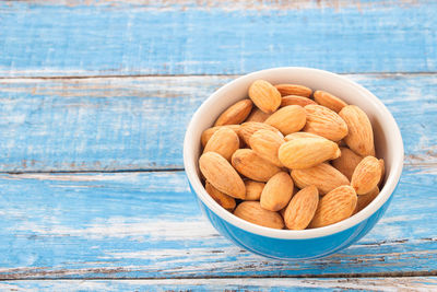 High angle view of breakfast in bowl on table