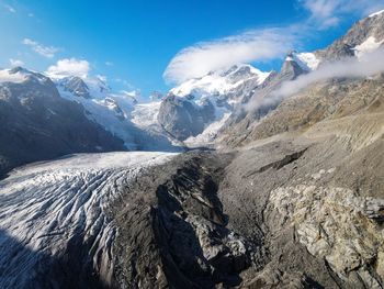 Scenic view of snowcapped mountains and glacier against sky