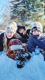 Kids playing in the snow